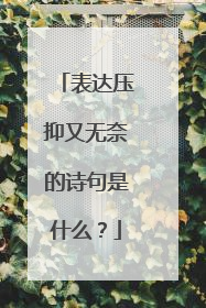 表达压抑又无奈的诗句是什么?