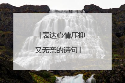 表达心情压抑又无奈的诗句