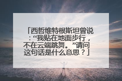 西哲维特根斯坦曾说:“我贴在地面步行,不在云端跳舞。”请问这句话是什么意思?