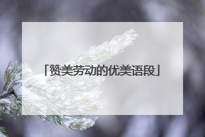 赞美劳动的优美语段