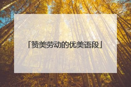 赞美劳动的优美语段
