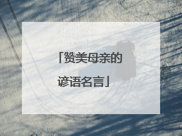 赞美母亲的谚语名言