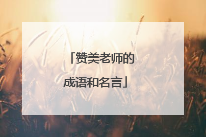 赞美老师的成语和名言