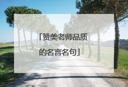 赞美老师品质的名言名句