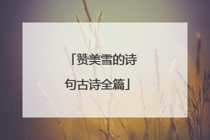 赞美雪的诗句古诗全篇