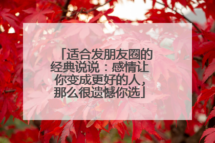 适合发朋友圈的经典说说:感情让你变成更好的人,那么很遗憾你选
