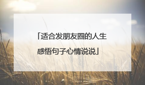 适合发朋友圈的人生感悟句子心情说说
