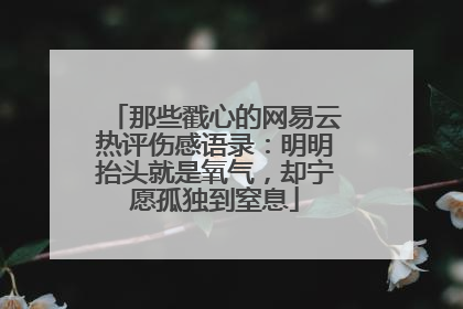 那些戳心的网易云热评伤感语录:明明抬头就是氧气,却宁愿孤独到窒息