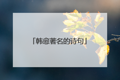韩愈著名的诗句