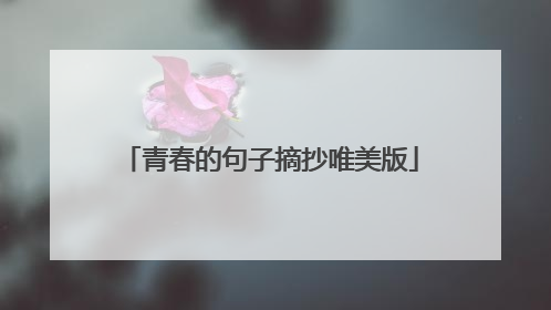 青春的句子摘抄唯美版