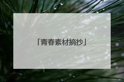 青春素材摘抄