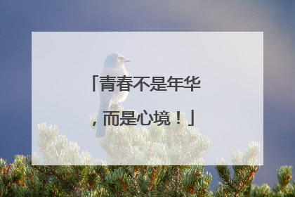 青春不是年华，而是心境！