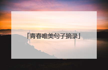 青春唯美句子摘录