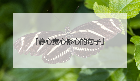 静心宽心修心的句子