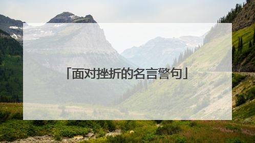 面对挫折的名言警句
