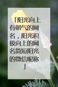 阳光向上有朝气的网名,阳光积极向上的网名简短阳光的微信昵称