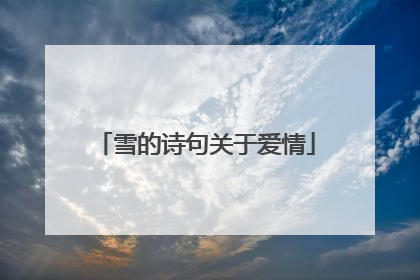 雪的诗句关于爱情