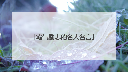 霸气励志的名人名言