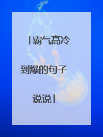 霸气高冷到爆的句子说说