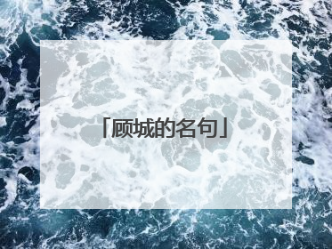 顾城的名句