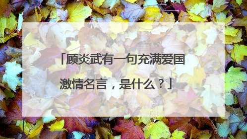 顾炎武有一句充满爱国激情名言,是什么?
