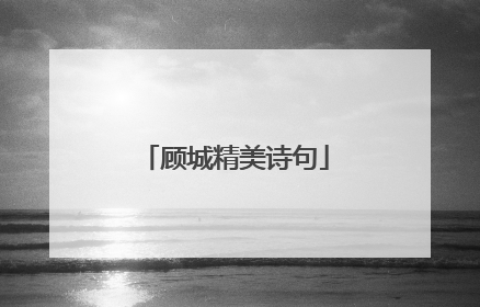 顾城精美诗句