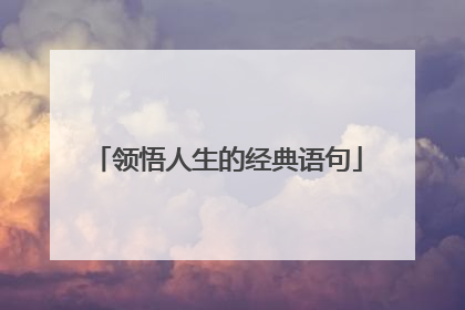 领悟人生的经典语句