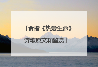 食指《热爱生命》诗歌原文和鉴赏