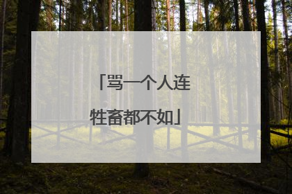 骂一个人连牲畜都不如