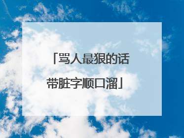 骂人最狠的话带脏字顺口溜