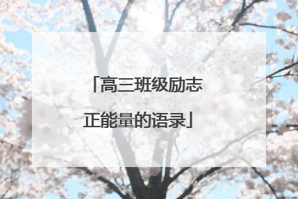 高三班级励志正能量的语录