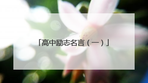 高中励志名言(一)