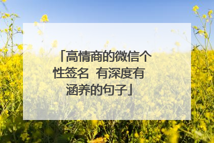高情商的微信个性签名 有深度有涵养的句子