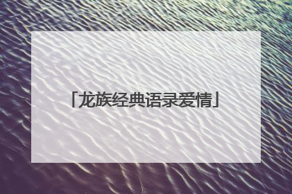 龙族经典语录爱情