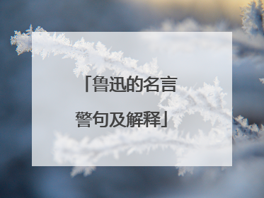 鲁迅的名言警句及解释