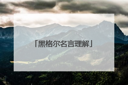 黑格尔名言理解
