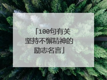 100句有关坚持不懈精神的励志名言