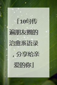 10句传遍朋友圈的治愈系语录,分享给亲爱的你