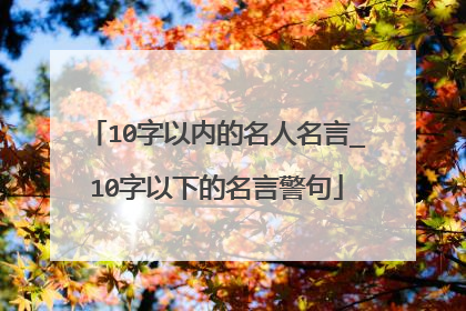 10字以内的名人名言_10字以下的名言警句