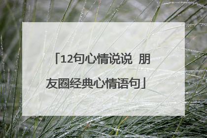 12句心情说说 朋友圈经典心情语句