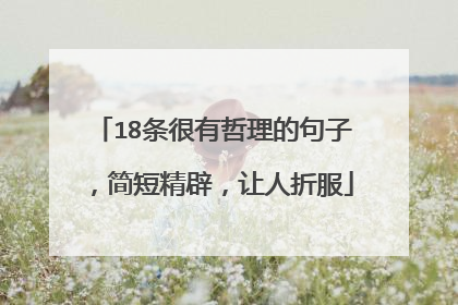 18条很有哲理的句子,简短精辟,让人折服