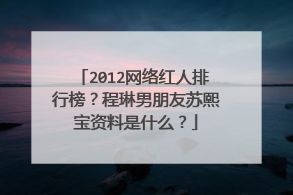 2012网络红人排行榜?程琳男朋友苏熙宝资料是什么?