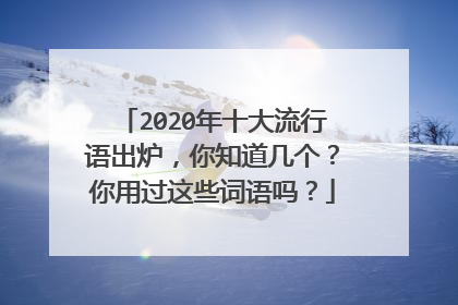 2020年十大流行语出炉,你知道几个?你用过这些词语吗?