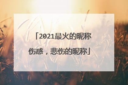2021最火的昵称伤感,悲伤的昵称