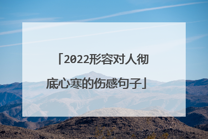 2022形容对人彻底心寒的伤感句子