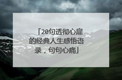 20句透彻心扉的经典人生感悟语录,句句心痛