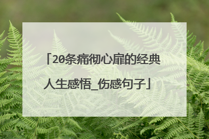 20条痛彻心扉的经典人生感悟_伤感句子
