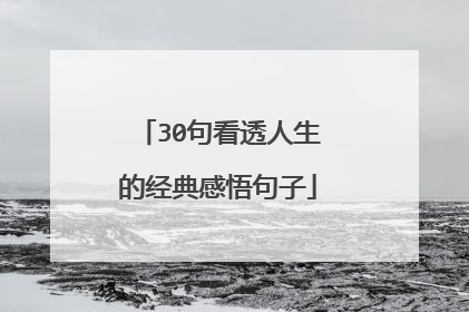 30句看透人生的经典感悟句子