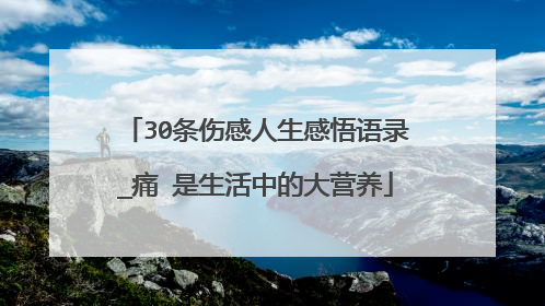 30条伤感人生感悟语录_痛 是生活中的大营养