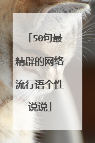 50句最精辟的网络流行语个性说说